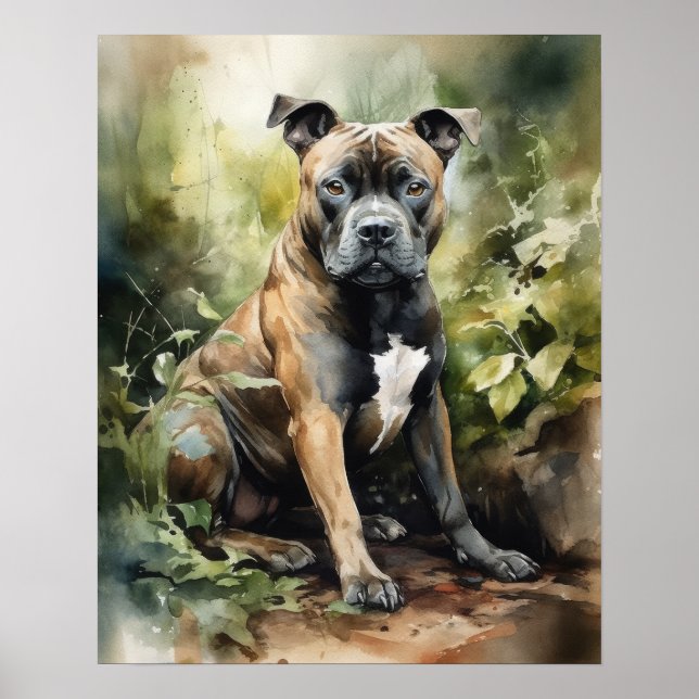 Staffordshire Bull Terrier Dog Art Print Poster (Vorne)