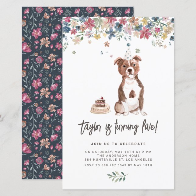 Staffordshire Bull Terrier Dog Birthday Einladung (Vorne/Hinten)