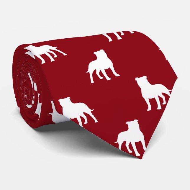 Staffordshire Bull Terrier Dog Silhouette Muster Krawatte (Gerollt)