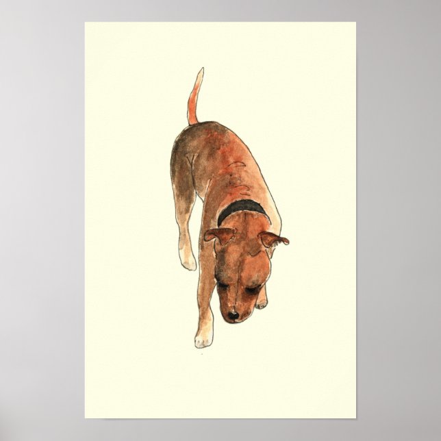 Staffordshire Bull Terrier Fun Wasserfarbener Hund Poster (Vorne)