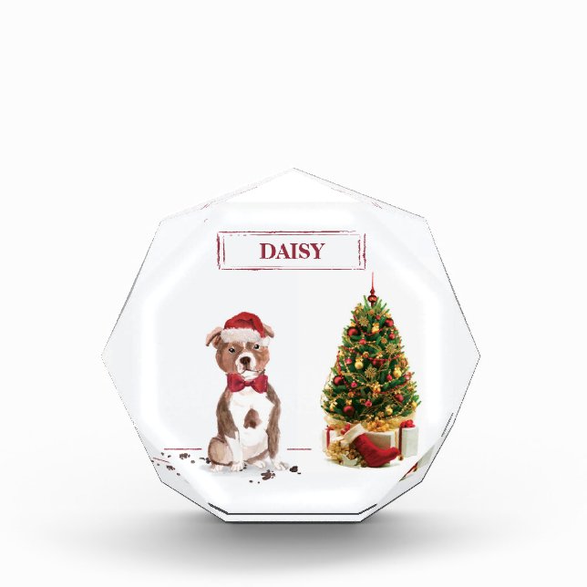 Staffordshire Bull Terrier Funny Christmas Dog Fotoblock (Vorderseite)