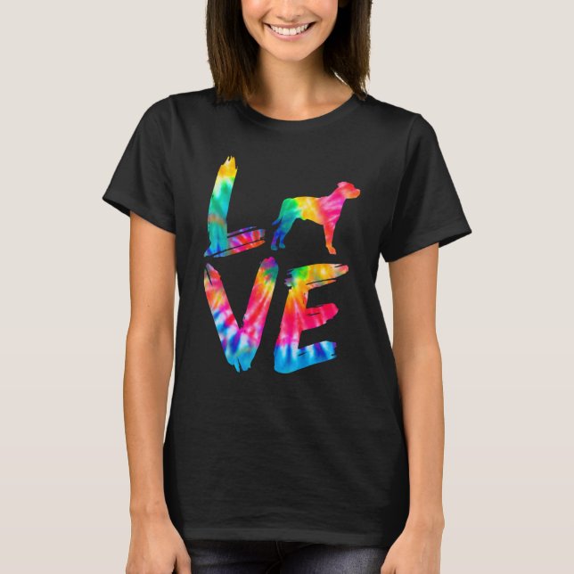 Staffordshire Bull Terrier Gefärbte Krawatte Liebe T-Shirt (Vorderseite)