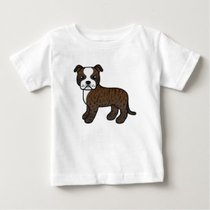 Staffordshire Bull Terrier Hund mit getigertem und Baby T-shirt