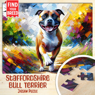 Staffordshire Bull Terrier Hund Porträt Acryl