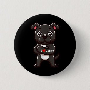 Staffordshire Bull Terrier I Liebe Opa Funny Do Button