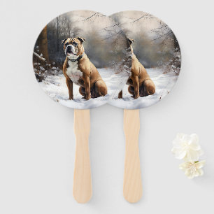 Staffordshire Bull Terrier Lass es schneien Weihna Fächer