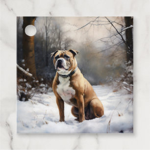 Staffordshire Bull Terrier Lass es schneien Weihna Geschenkanhänger