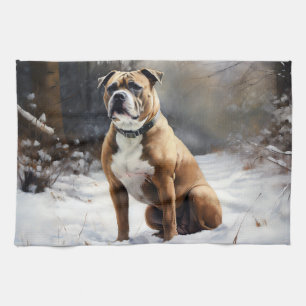 Staffordshire Bull Terrier Lass es schneien Weihna Geschirrtuch