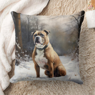 Staffordshire Bull Terrier Lass es schneien Weihna Kissen