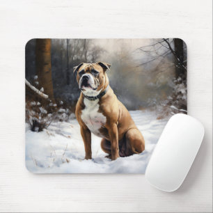 Staffordshire Bull Terrier Lass es schneien Weihna Mousepad