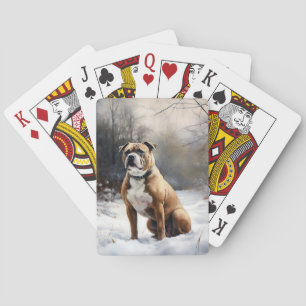 Staffordshire Bull Terrier Lass es schneien Weihna Spielkarten