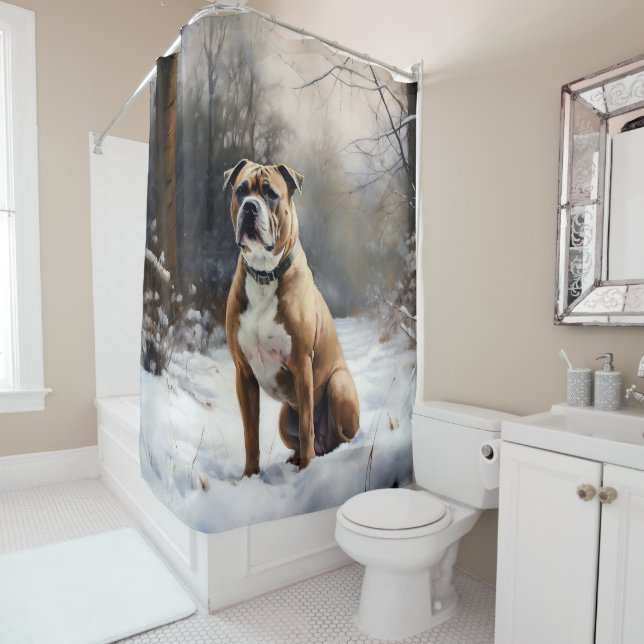 Staffordshire Bull Terrier Let It Snow Christmas Duschvorhang (Beispiel)
