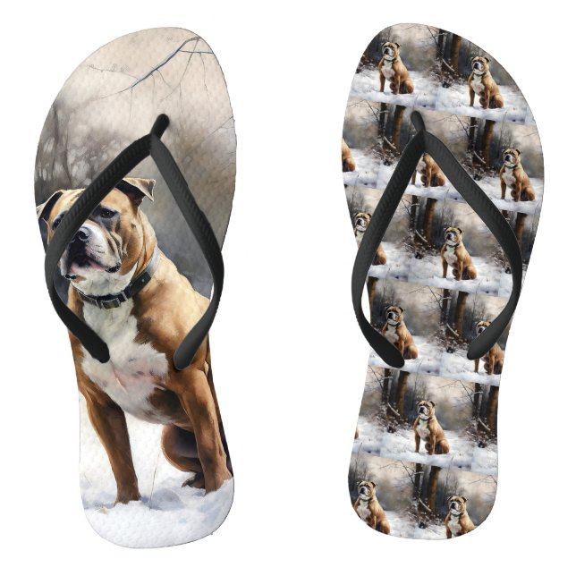 Staffordshire Bull Terrier Let It Snow Christmas Flip Flops (Fußbett)