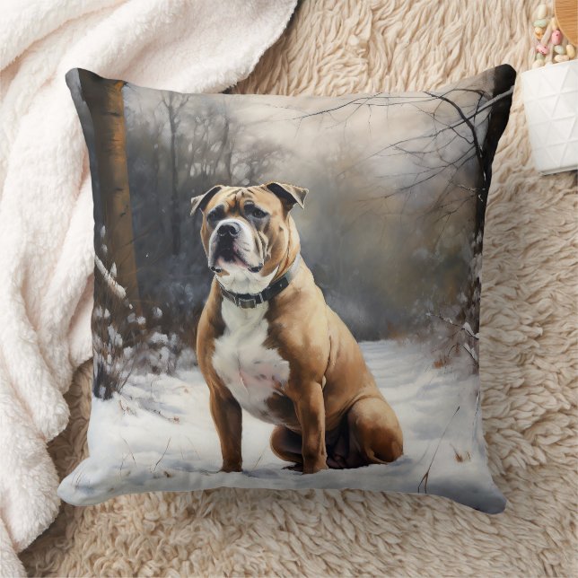 Staffordshire Bull Terrier Let It Snow Christmas Kissen (Decke)