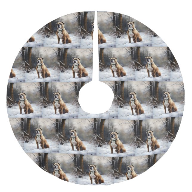 Staffordshire Bull Terrier Let It Snow Christmas Polyester Weihnachtsbaumdecke (Vorderseite)