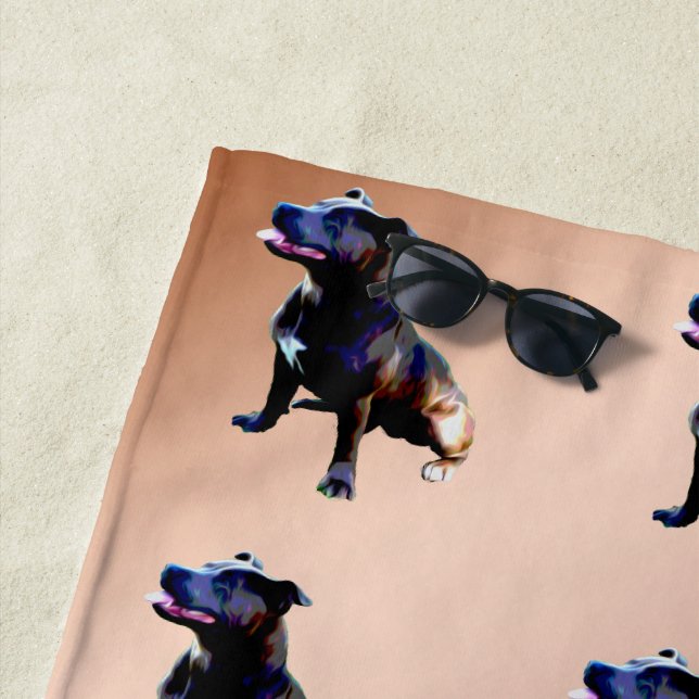 Staffordshire Bull Terrier Oil Paint, Beach Handtu Strandtuch (Beispiel)