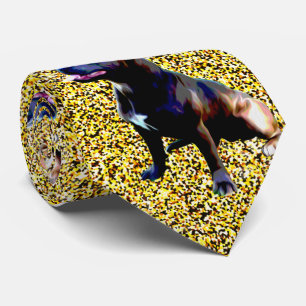 Staffordshire Bull Terrier On Gold, Neck Tie Krawatte
