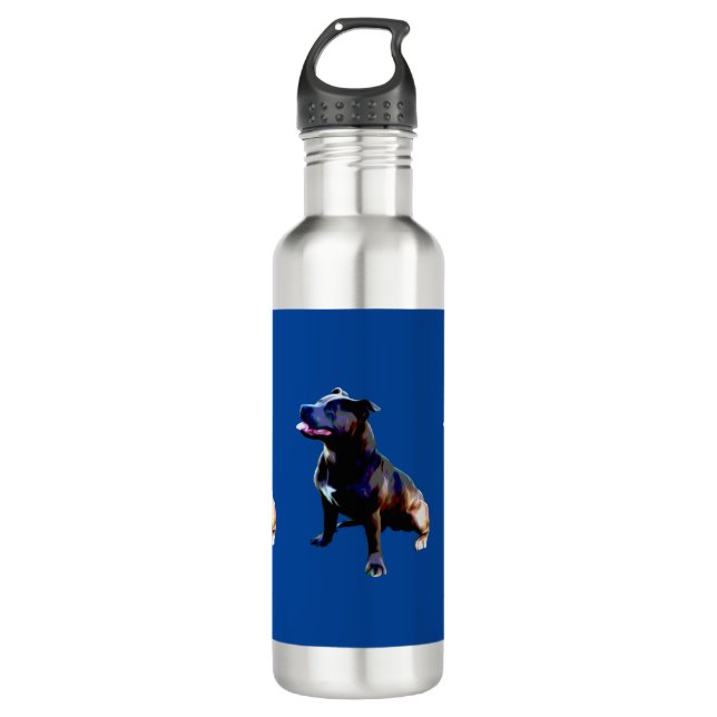 Staffordshire Bull Terrier Painted, Edelstahlflasche (Vorderseite)