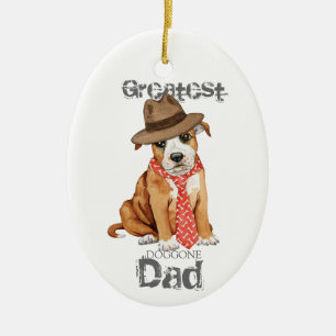 Staffordshire Bull Terrier papa ornement céramique