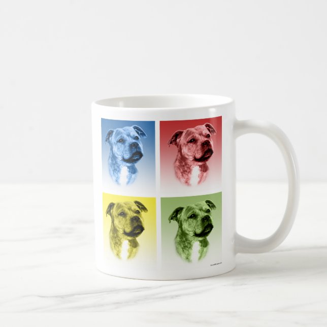 Staffordshire Bull Terrier Pop Art Art Kaffeetasse (Rechts)