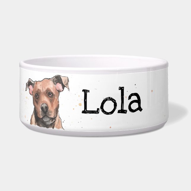 Staffordshire bull Terrier Staffy personalisierter Napf (Vorderseite)