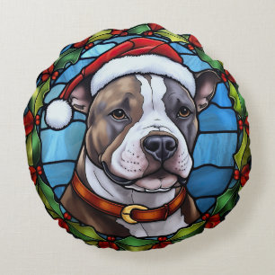 Staffordshire Bull Terrier Stettglass Weihnachten Rundes Kissen