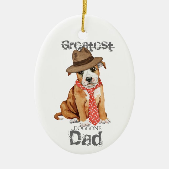Staffordshire Bull Terrier Vater Keramik Keramik Ornament (Vorne)