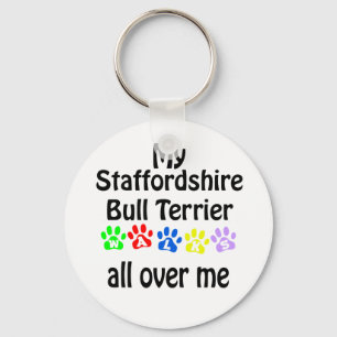 Staffordshire Bull Terrier Walks Design Schlüsselanhänger