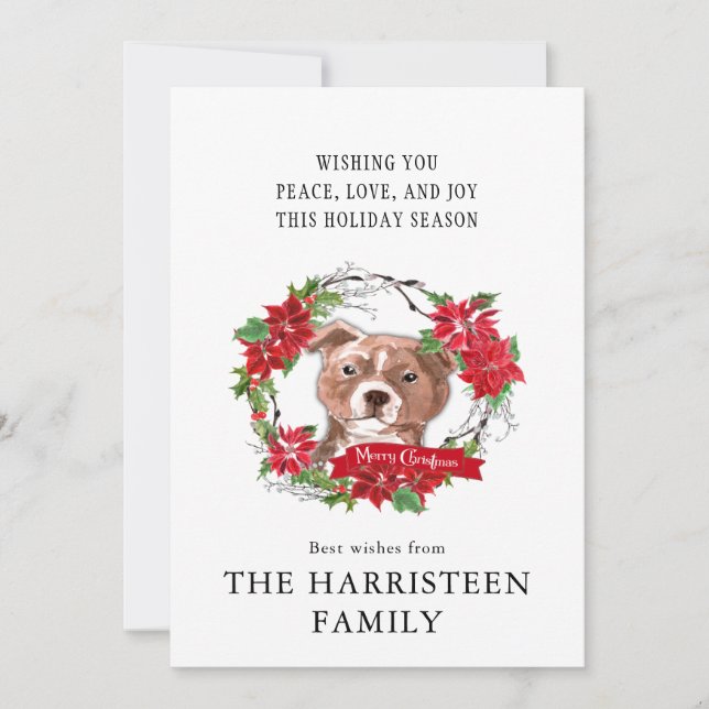 Staffordshire Bull Terrier Watercolor Weihnachten (Vorderseite)