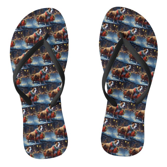Staffordshire Bull Terrier Weihnachtsfest Flip Flops (Fußbett)