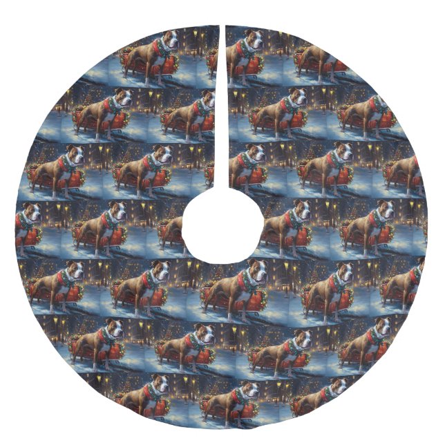 Staffordshire Bull Terrier Weihnachtsfest Polyester Weihnachtsbaumdecke (Vorderseite)