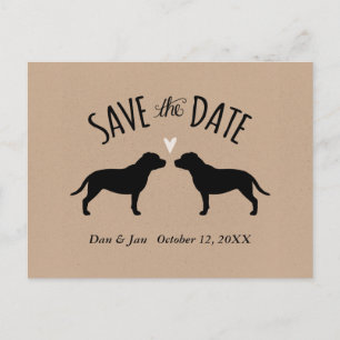 Staffordshire Bull Terriers Wedding Save the Date Ankündigungspostkarte