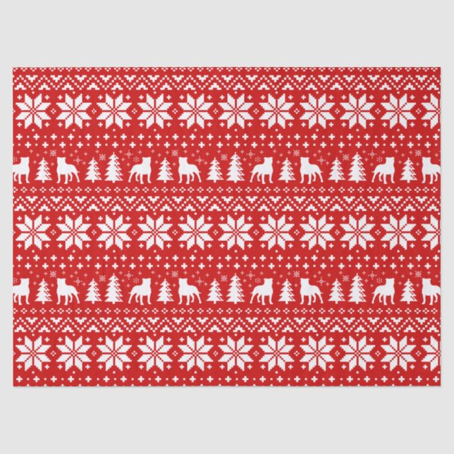Staffordshire-Bullterrier-Weihnachtsmuster-Rot Seidenpapier (Vorderseite)