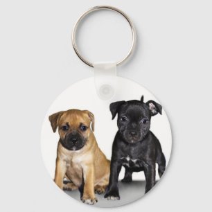 Staffordshire-Bullterrierwelpen Schlüsselanhänger
