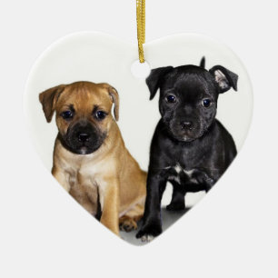 Staffordshire-Bullterrierwelpenverzierung Keramik Ornament