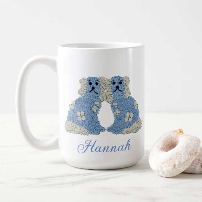 Staffordshire Dogs Blue Ginger Jar Jars Kaffeetasse (Mit Donut)