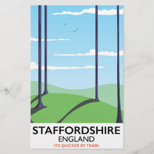 Staffordshire England Train Poster Briefpapier