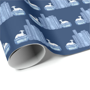 Staffordshire-Greyhounds und Bücher-Wrap-Papier Geschenkpapier