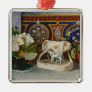 Staffordshire-Kuh mit Primulaes 2004 Ornament Aus Metall