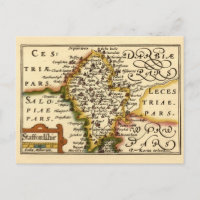 Staffordshire Landkreis England Alte antike Karte