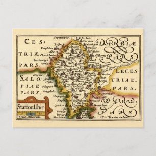 Staffordshire Landkreis England Alte antike Karte
