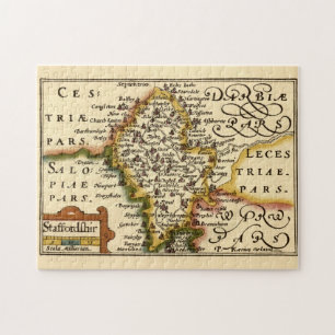 Staffordshire Landkreis England Alte antike Karte