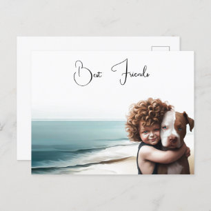 Staffordshire Pitbull & Boy Keepsaké carte postale