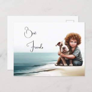 Staffordshire Pitbull & Boy Keepsaké carte postale