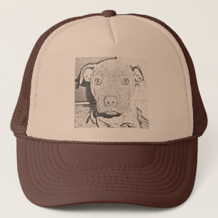 Staffordshire Puppy Pencil Zeichnend, Truckers Hat Truckerkappe