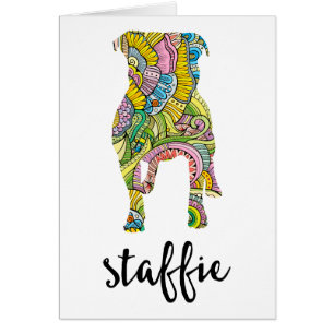 Staffordshire-Terrier-Blumenmuster-Silhouette