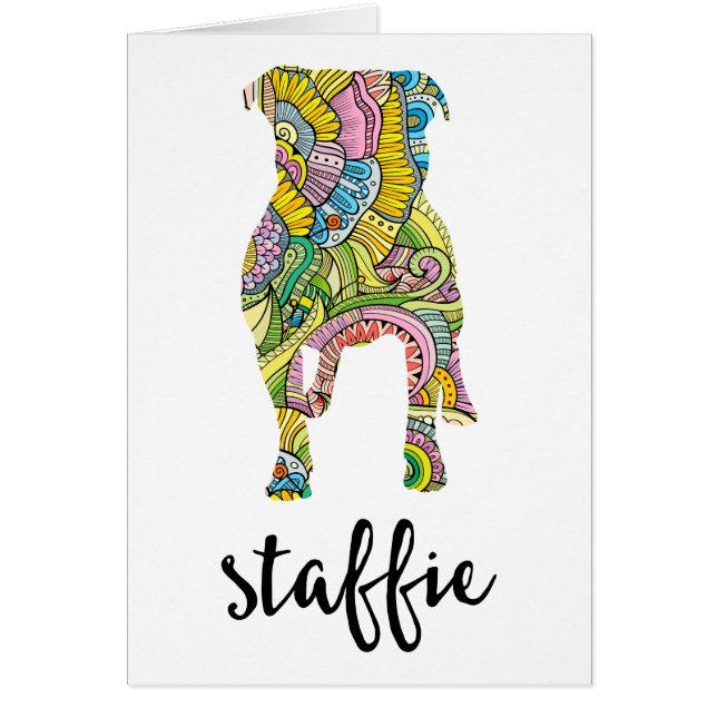 Staffordshire-Terrier-Blumenmuster-Silhouette (Vorne)
