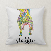 Staffordshire-Terrier-Blumenmuster-Silhouette