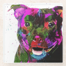 Staffordshire-Terrier-bunte Pop-Kunst Glasuntersetzer