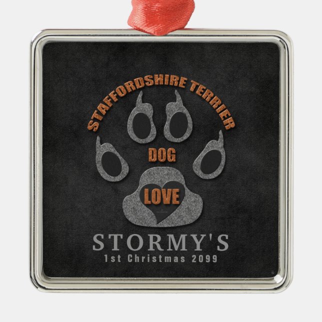 Staffordshire Terrier Dog Breed Christmas Silbernes Ornament (Vorne)